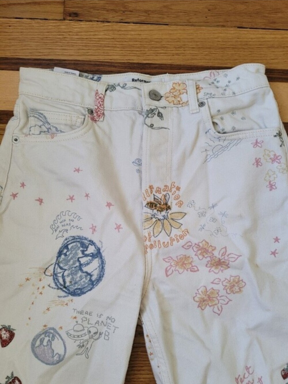 REFORMATION CYNTHIA DOODLE HIGH RISE JEANS - Picture 7 of 10